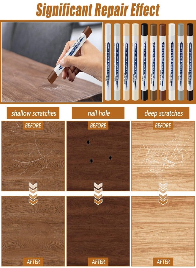 Windspeed 10 Colos Wood Filler Sticks with 2 Scrapers, Windspeed Wood Filler Putty Wax Crayons Furniture Repair Kit Putty Stick for Baseboard Cabinets Furniture Floors - Image 5
